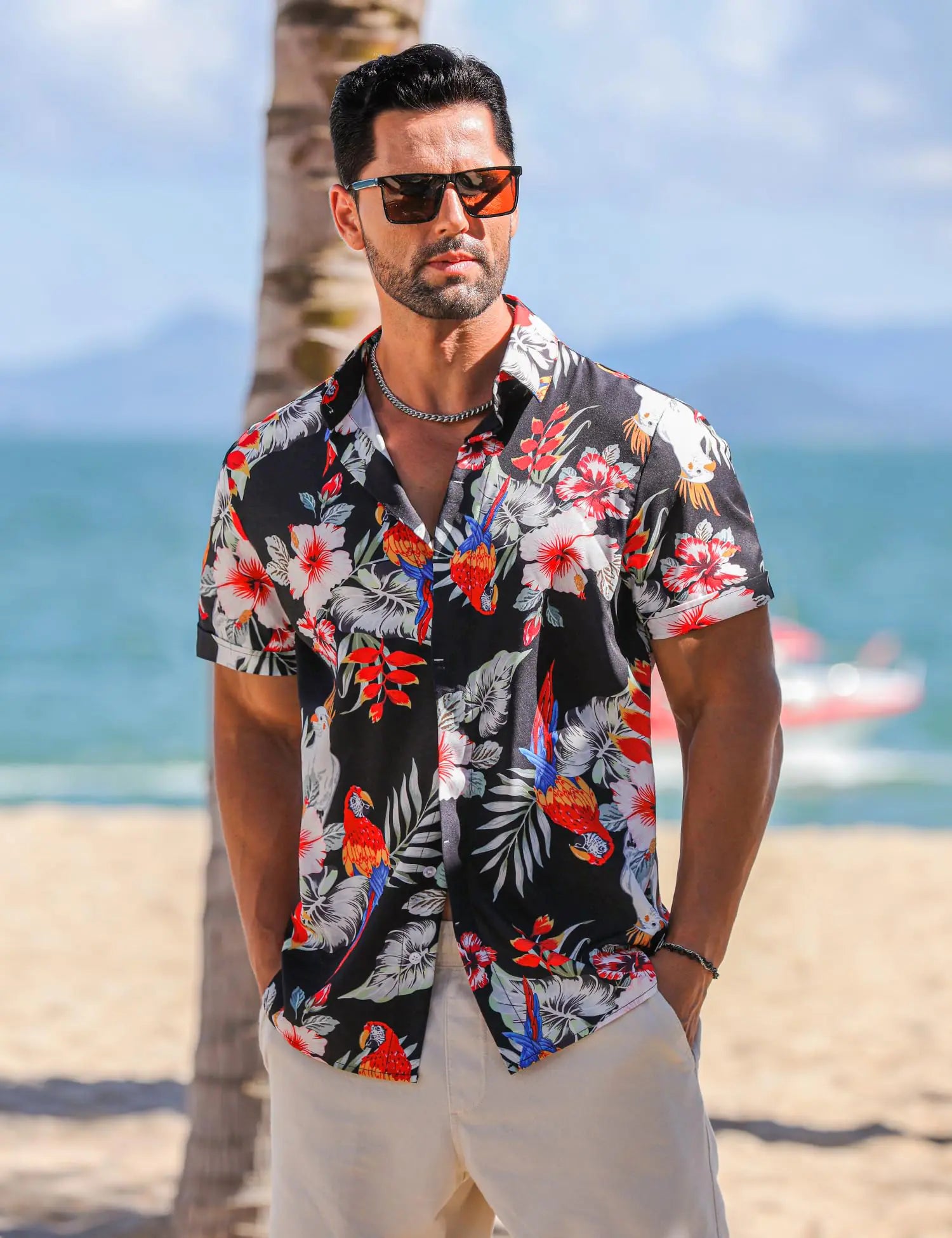 Parrot Print Beach Shirt

