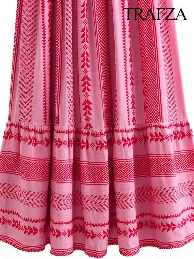 Printed Halter Dress Summer Fashion Ruffle