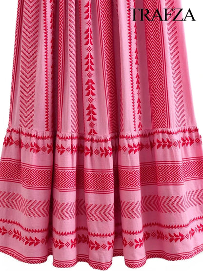 Printed Halter Dress Summer Fashion Ruffle