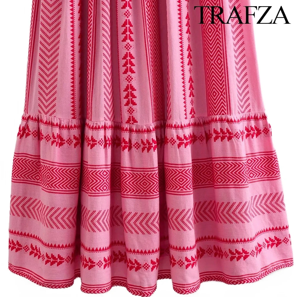 Printed Halter Dress Summer Fashion Ruffle