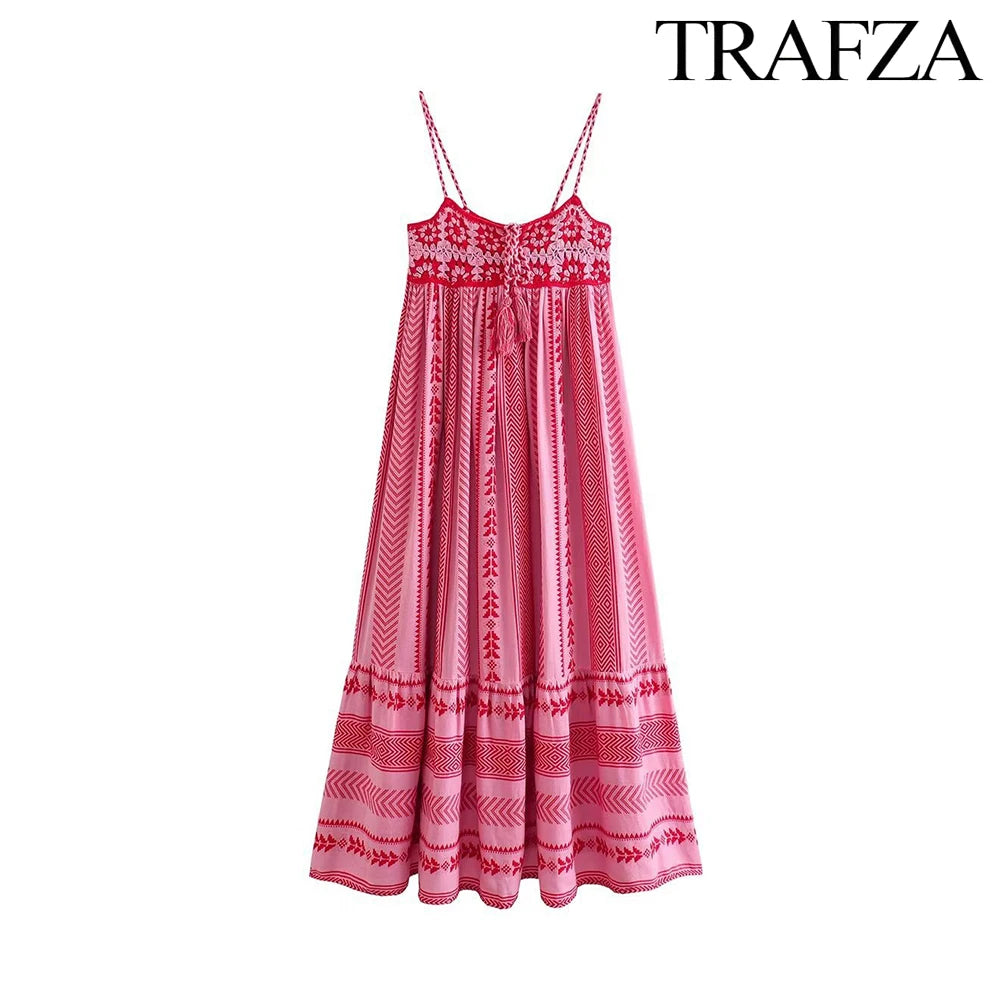 Printed Halter Dress Summer Fashion Ruffle