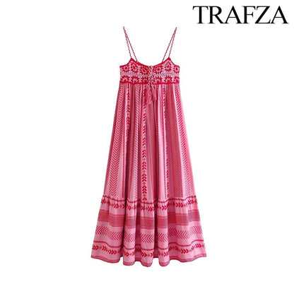 Printed Halter Dress Summer Fashion Ruffle