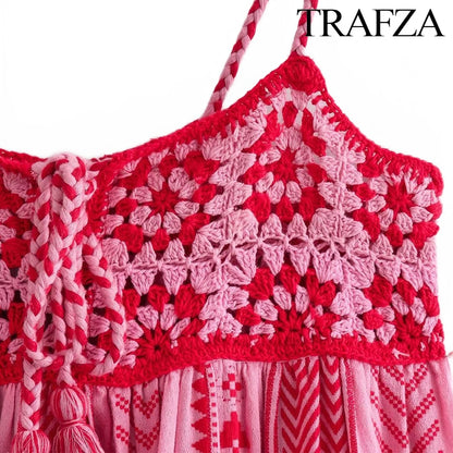 Printed Halter Dress Summer Fashion Ruffle