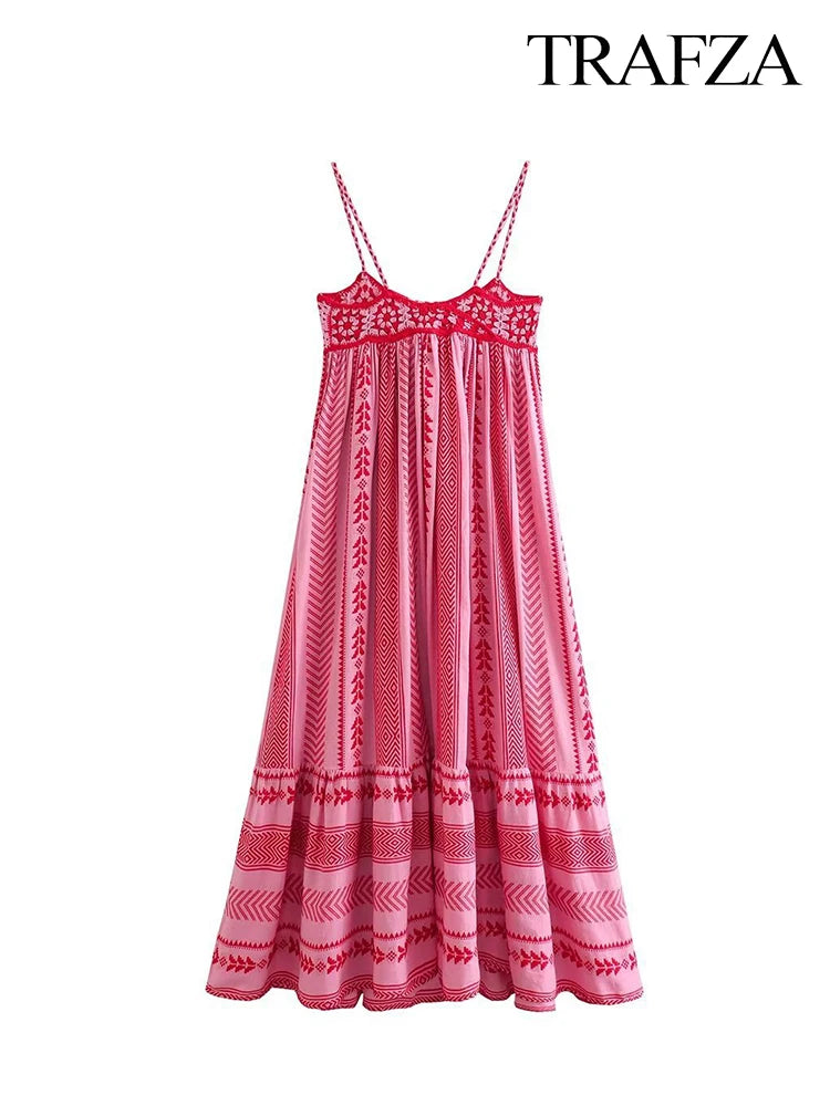 Printed Halter Dress Summer Fashion Ruffle