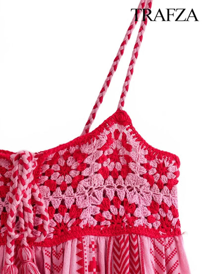 Printed Halter Dress Summer Fashion Ruffle