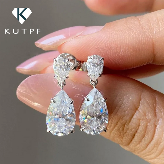 Carat Luxury Pear Cut Full Moissnite Drop Earrings