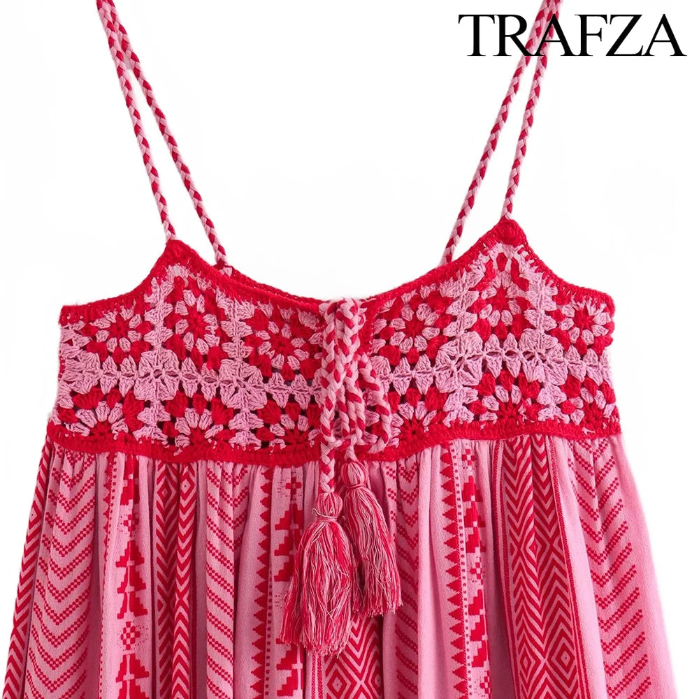 Printed Halter Dress Summer Fashion Ruffle