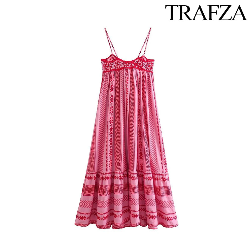 Printed Halter Dress Summer Fashion Ruffle