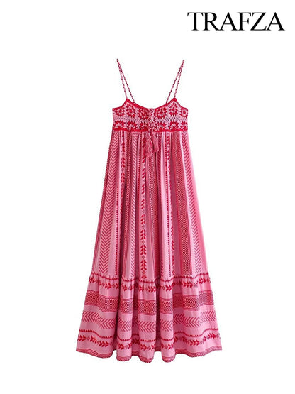Printed Halter Dress Summer Fashion Ruffle